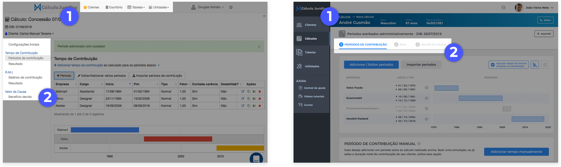 Cálculo Jurídico dashboard